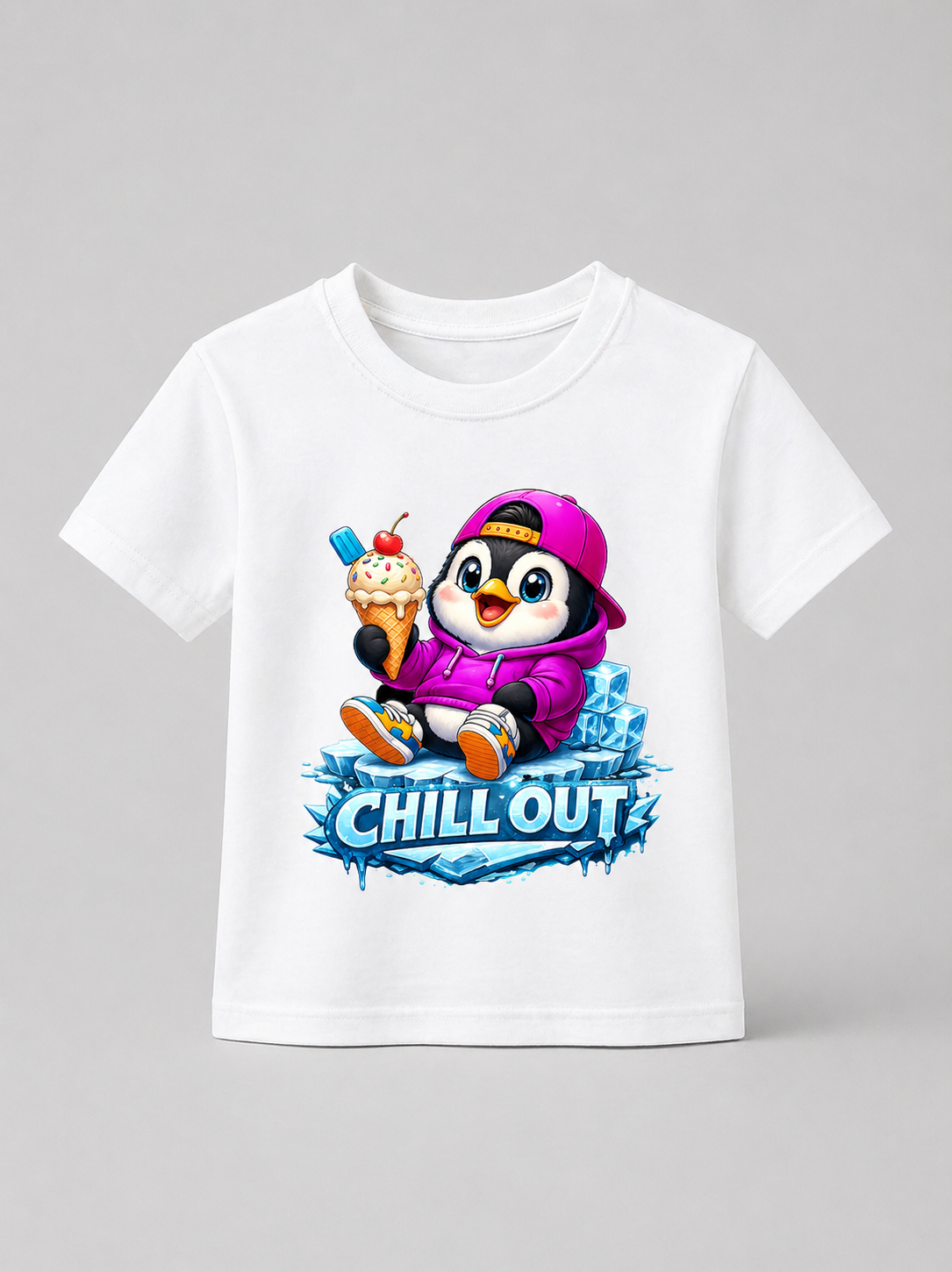 Chill Out Penguin Girls' T-Shirt | Funny Summer Graphic Tee | GEZ