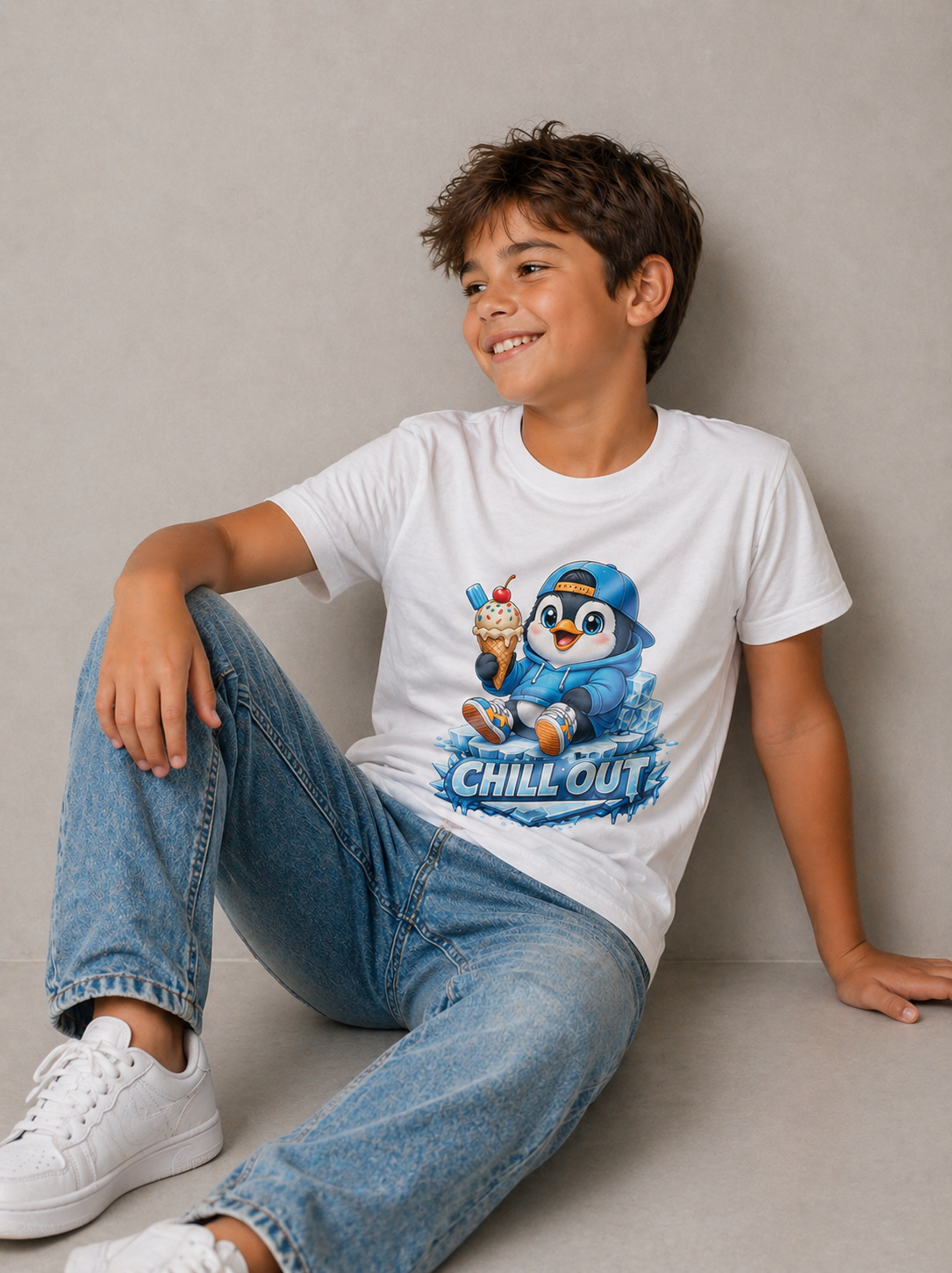 Chill Out Penguin Boys' T-Shirt | Funny Summer Graphic Tee | GEZ