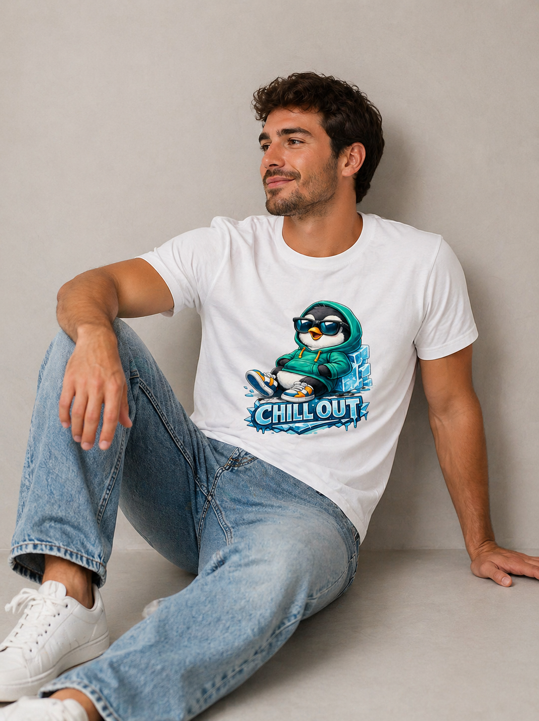Chill Out Penguin Men's T-Shirt | Funny Summer Graphic Tee | GEZ