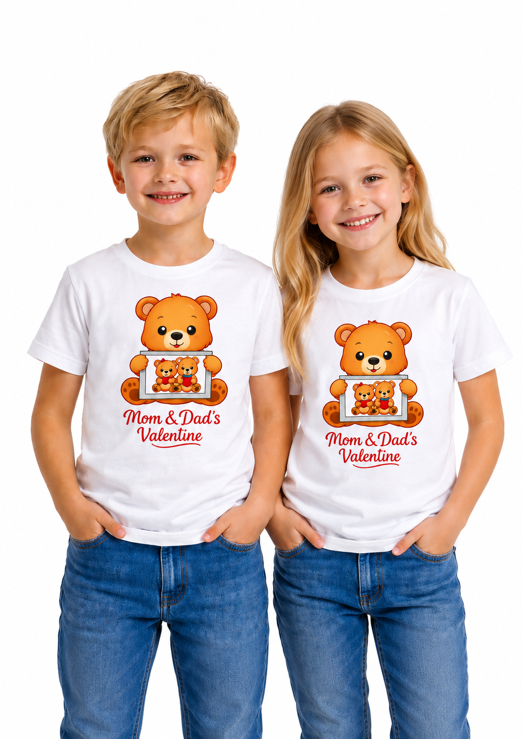 Mom & Dad's Valentine Kids T-Shirt | Cute Family Matching Tee | GEZ