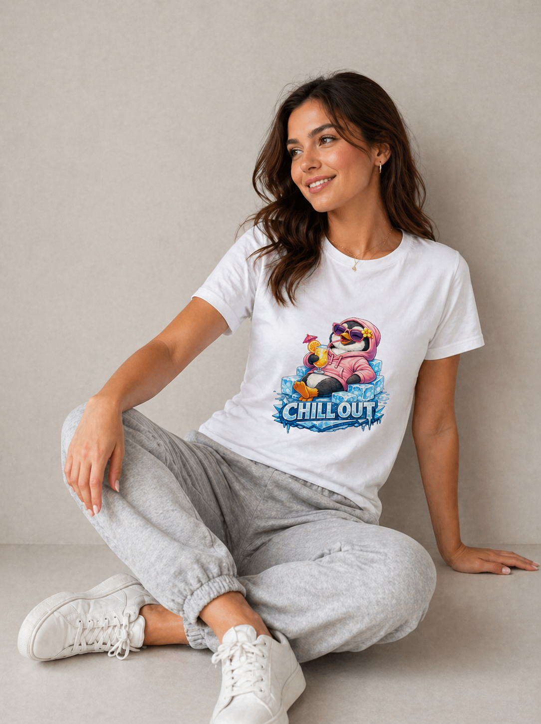 Chill Out Penguin Women's T-Shirt | Funny Summer Graphic Tee | GEZ