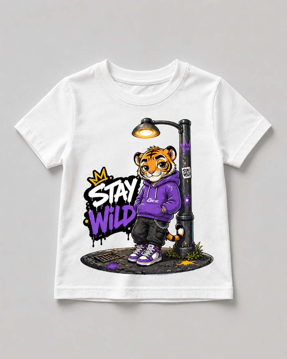 Stay Wild Tiger Girl's and Boy's T-Shirt | Premium Graphic Tee | GEZ