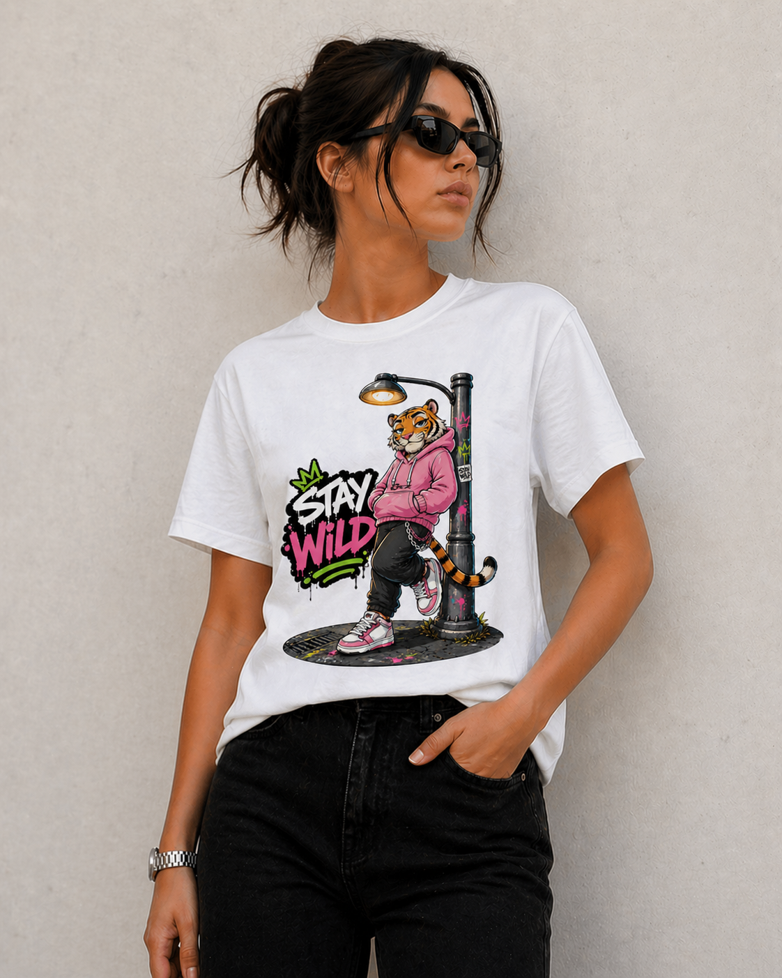 Stay Wild Tiger Women's T-Shirt | Premium Graphic Tee | GEZ