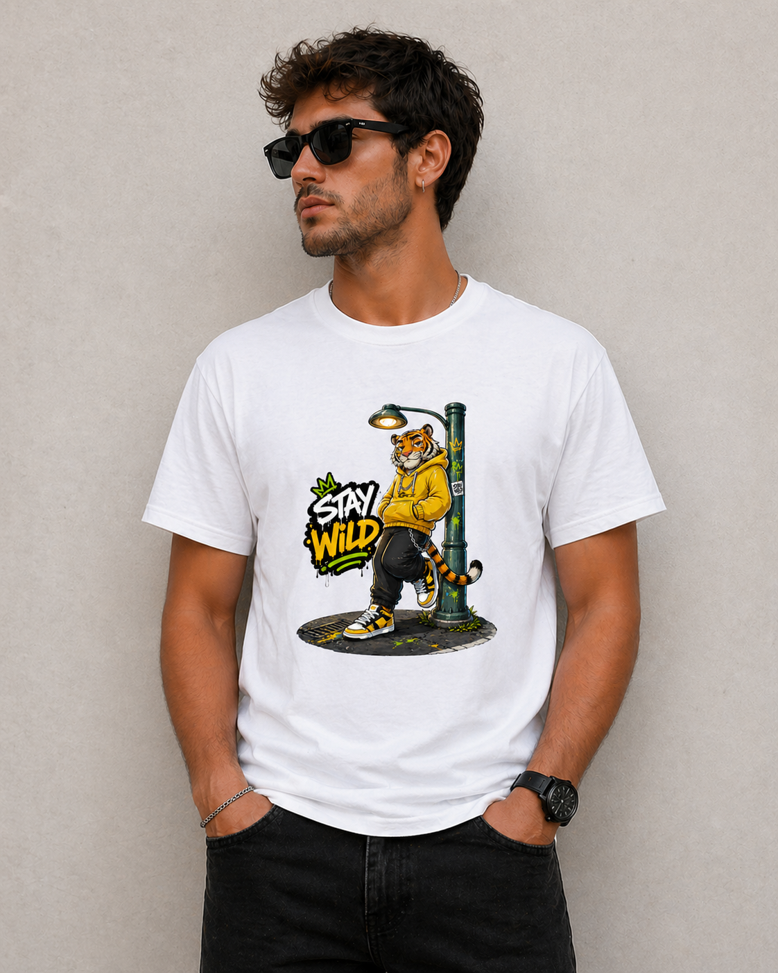 Stay Wild Tiger Men's T-Shirt | Premium Graphic Tee | GEZ